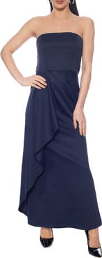 Marina Strapless Draped Side Gown