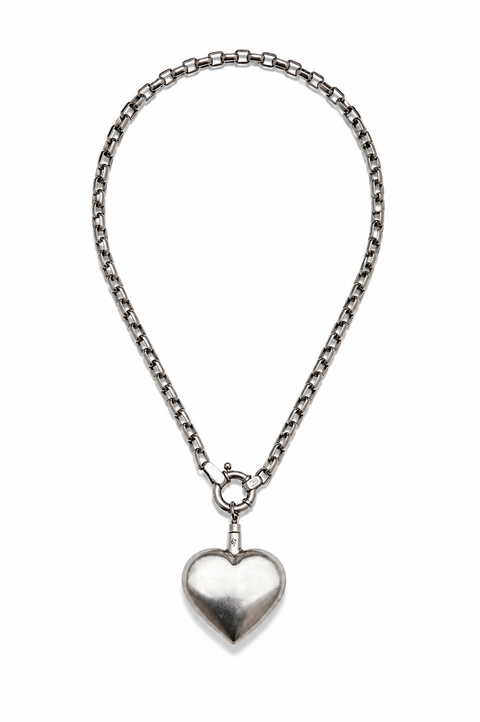 Puffed Heart Paperclip Necklace
