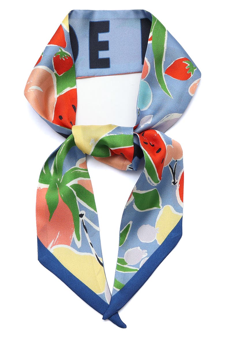 summer fruit skinny silk scarf, Alternate, color, BLUE MULTI