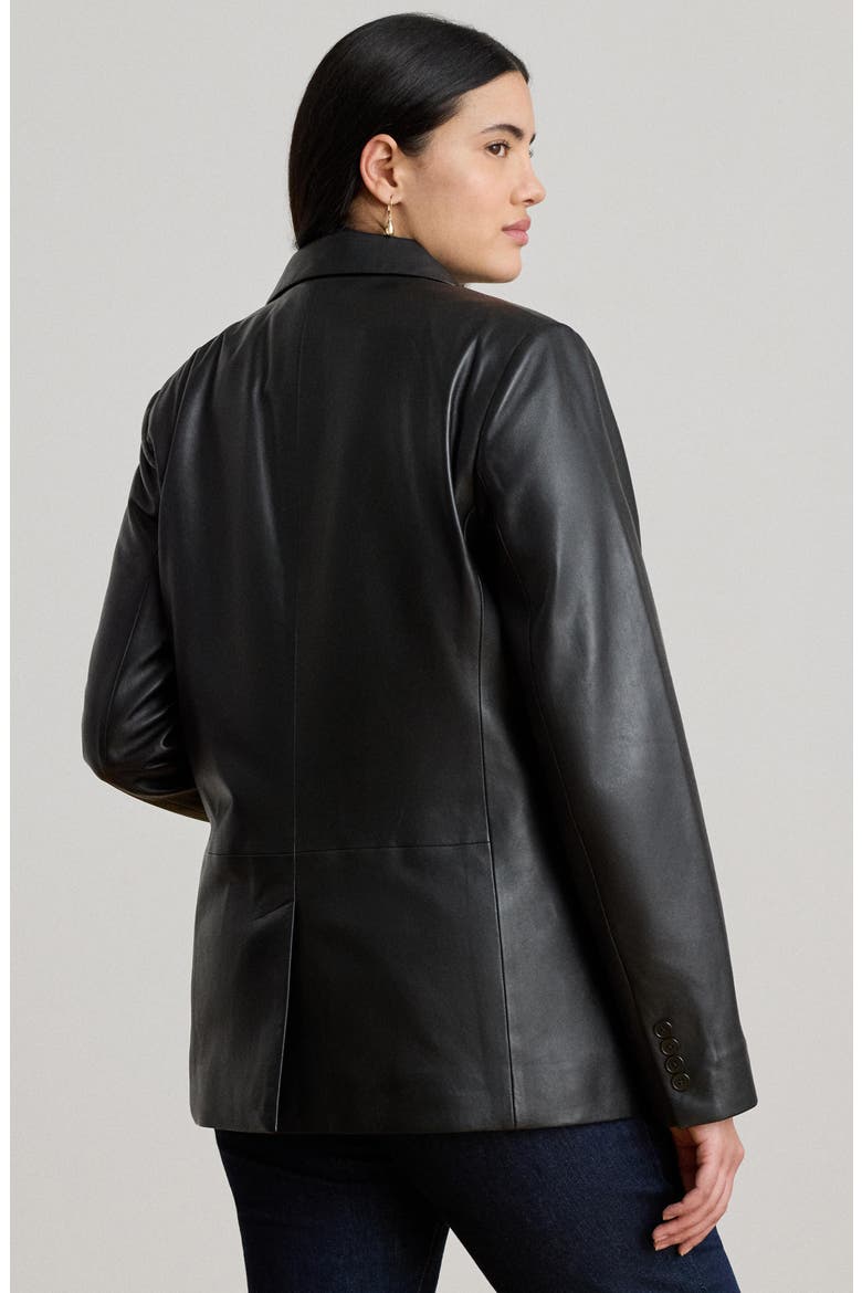 Lambskin Leather Blazer, Alternate, color, BLACK