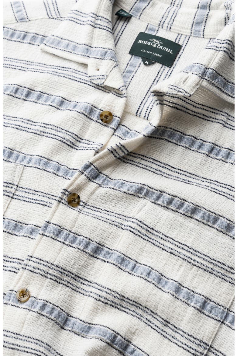 Yarrow Creek Short Sleeve Recycled Cotton Blend Button-Up Shirt, Alternate, color, ECRU