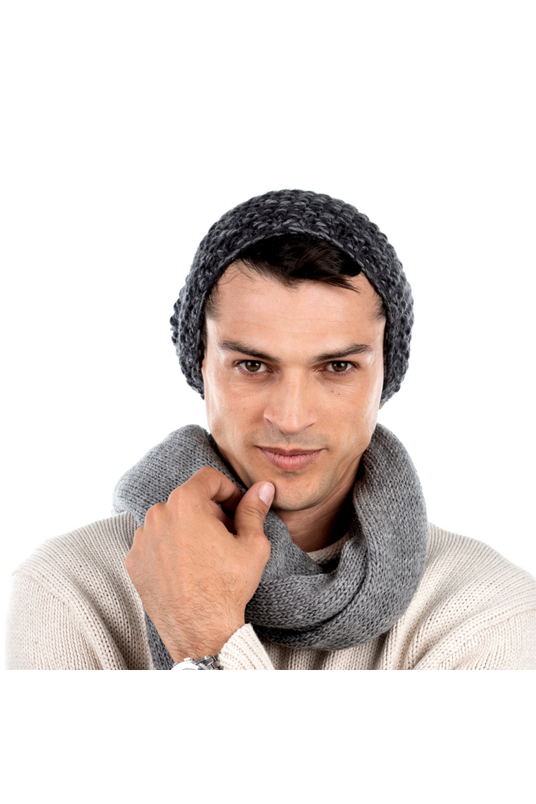 Marich Pattern Long Pull On Cap, Alternate, color, Charcoal