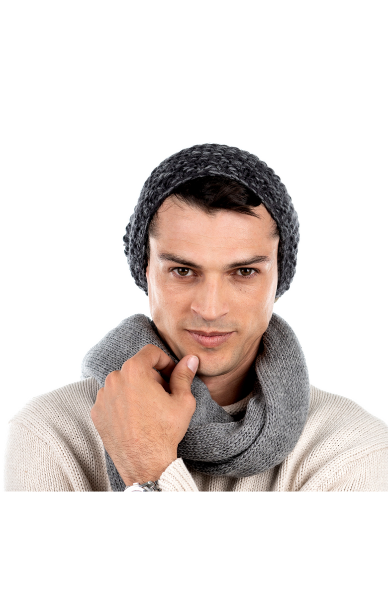 Nirvanna Designs Marich Pattern Long Pull On Cap, Alternate, color, Black