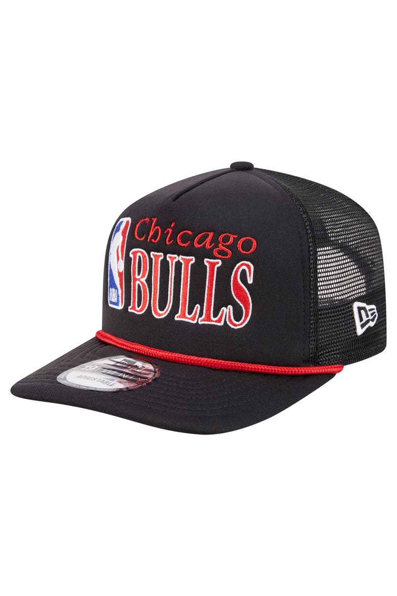 Men's New Era  Black Chicago Bulls Team Logo Foam Front 19TWENTY A-Frame Trucker Adjustable Hat, Alternate, color, Black