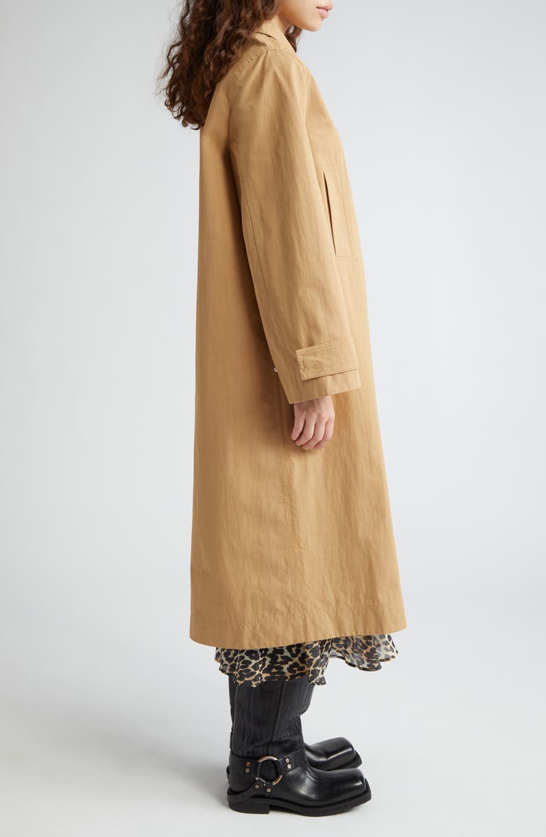 Ganni Organic Cotton Blend Twill Coat, Alternate, color,