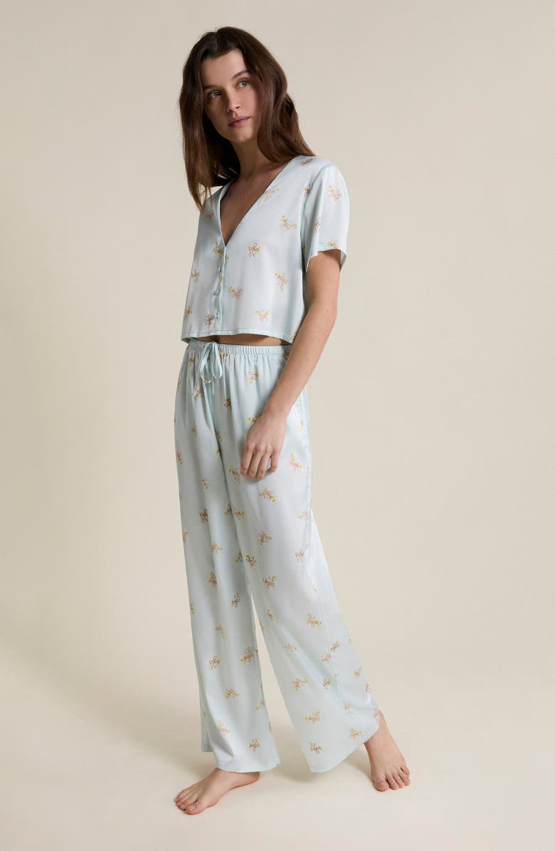 Etam Solia Floral Pajama Pants, Alternate, color, Printed Green Blue