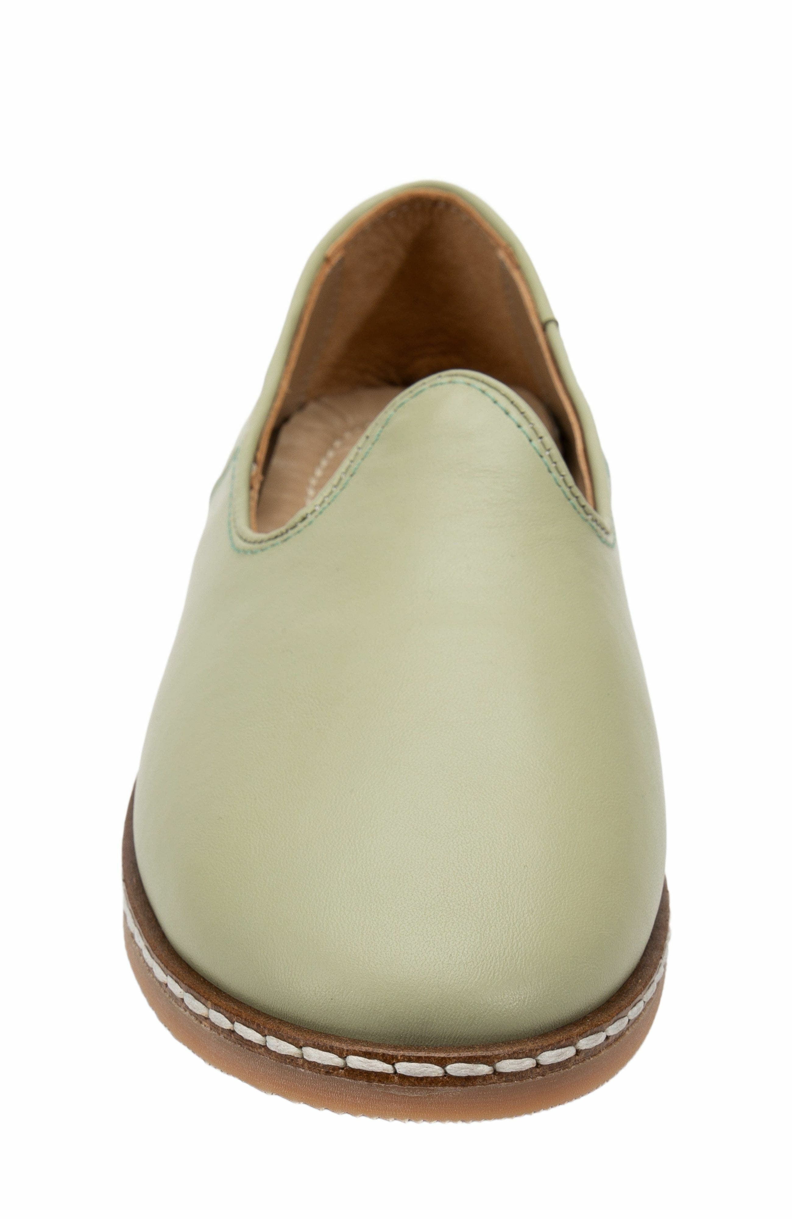 Dalya Leather Slip On Flats, Alternate, color, Sage Green Leather