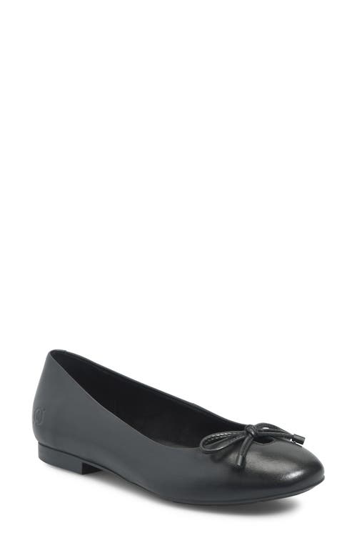 Børn Poe Ballet Flat in Black Leather 