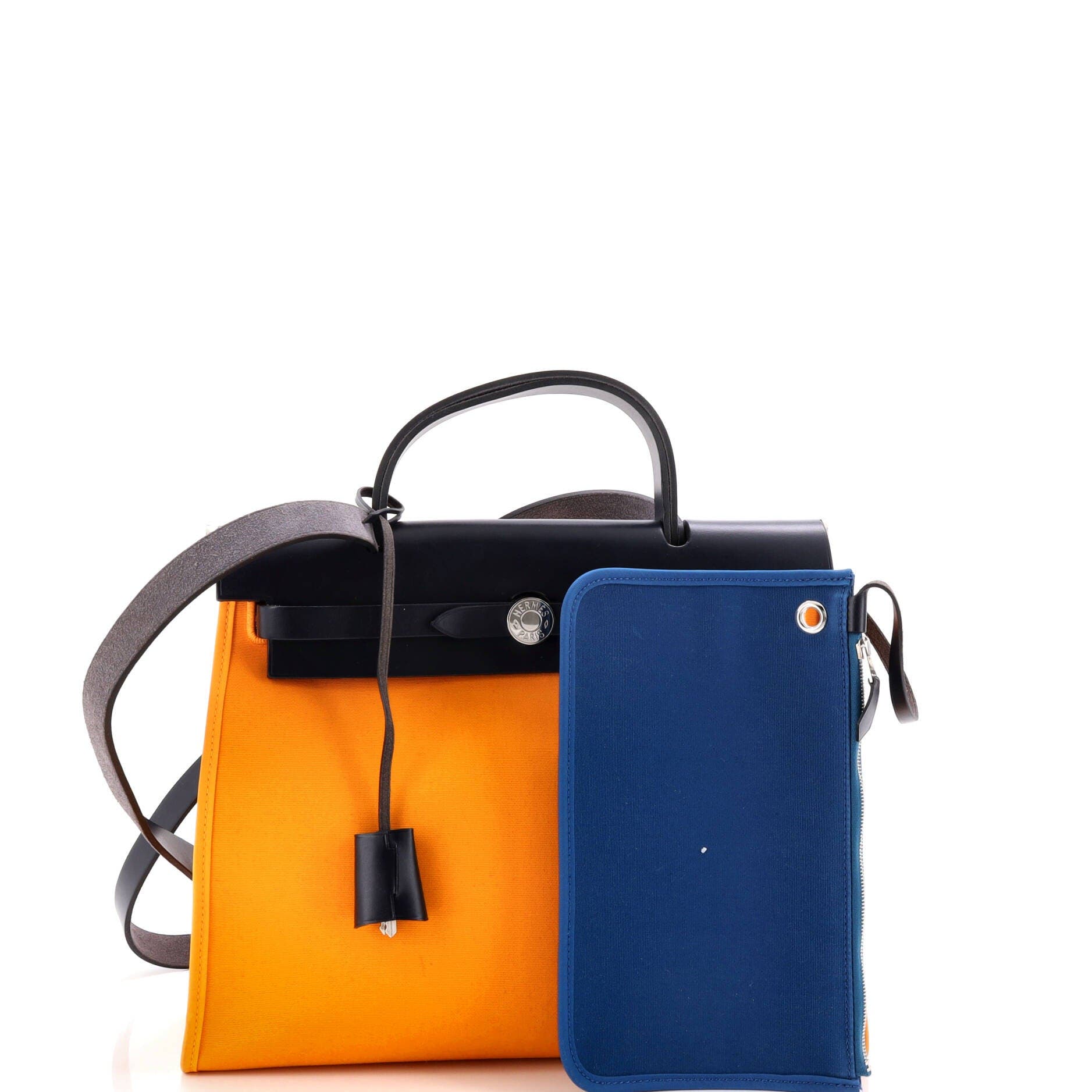 Pre-Owned Hermes Herbag Zip Leather and Toile 31, Alternate, color, Jaune D'or