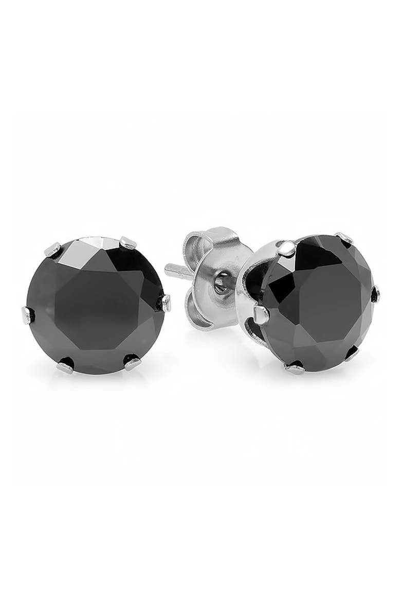 Stainless Steel Simulated Stone Stud Earrings, Main, color, BLACK