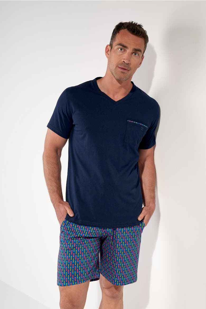 Bellagio Short Pajama Set, Alternate, color, Navy Print