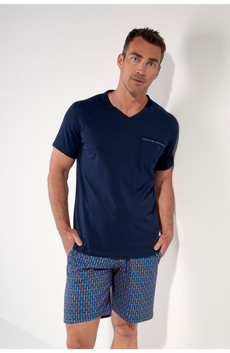 HOM Bellagio Short Pajama Set, Alternate, color, Navy Print