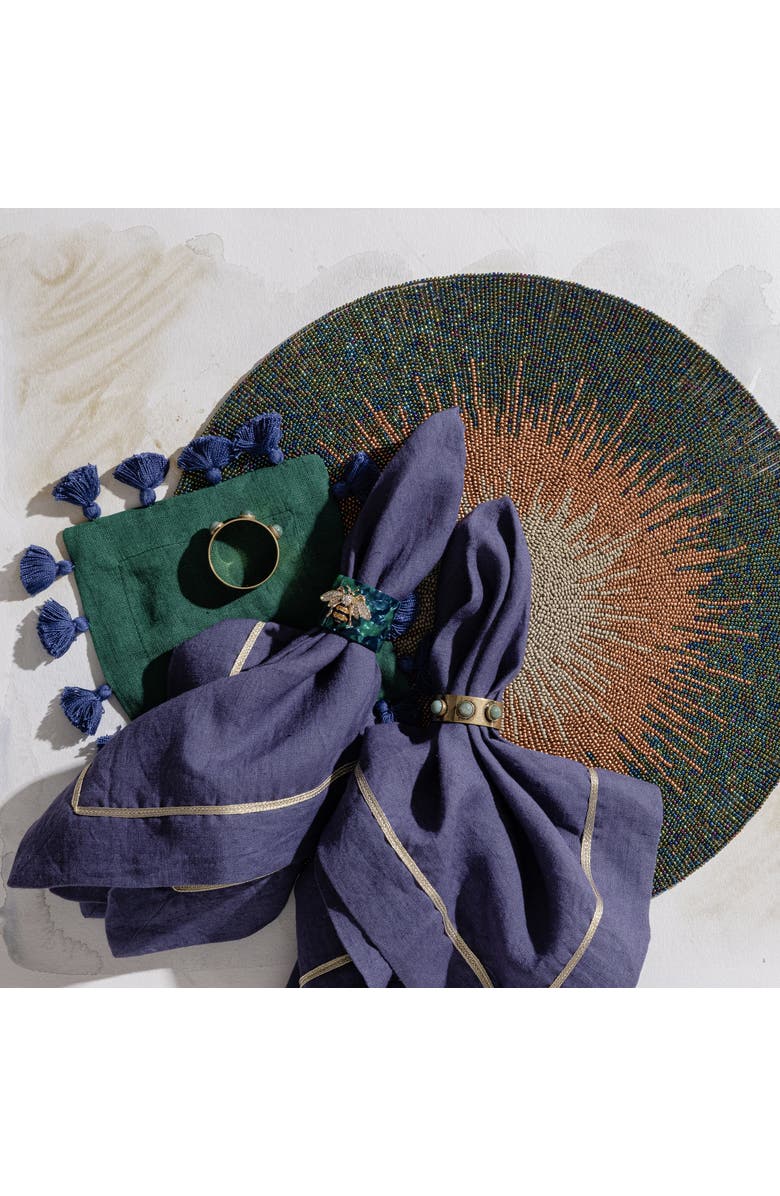 Joanna Buchanan Stripey bee resin napkin rings, set of four, Alternate, color, Green