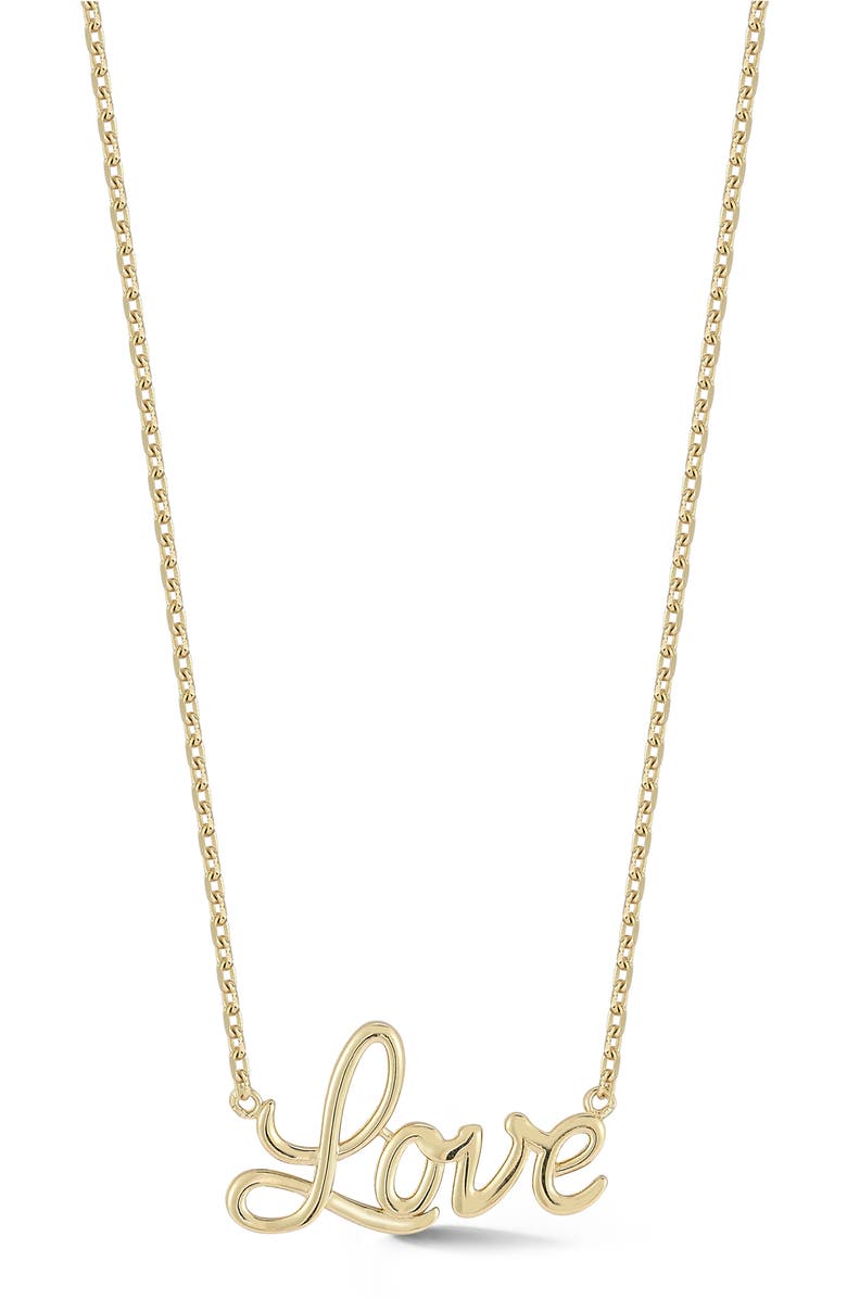 Ember Fine Jewelry 14K Gold 'Love' Pendant Necklace, Main, color, Gold