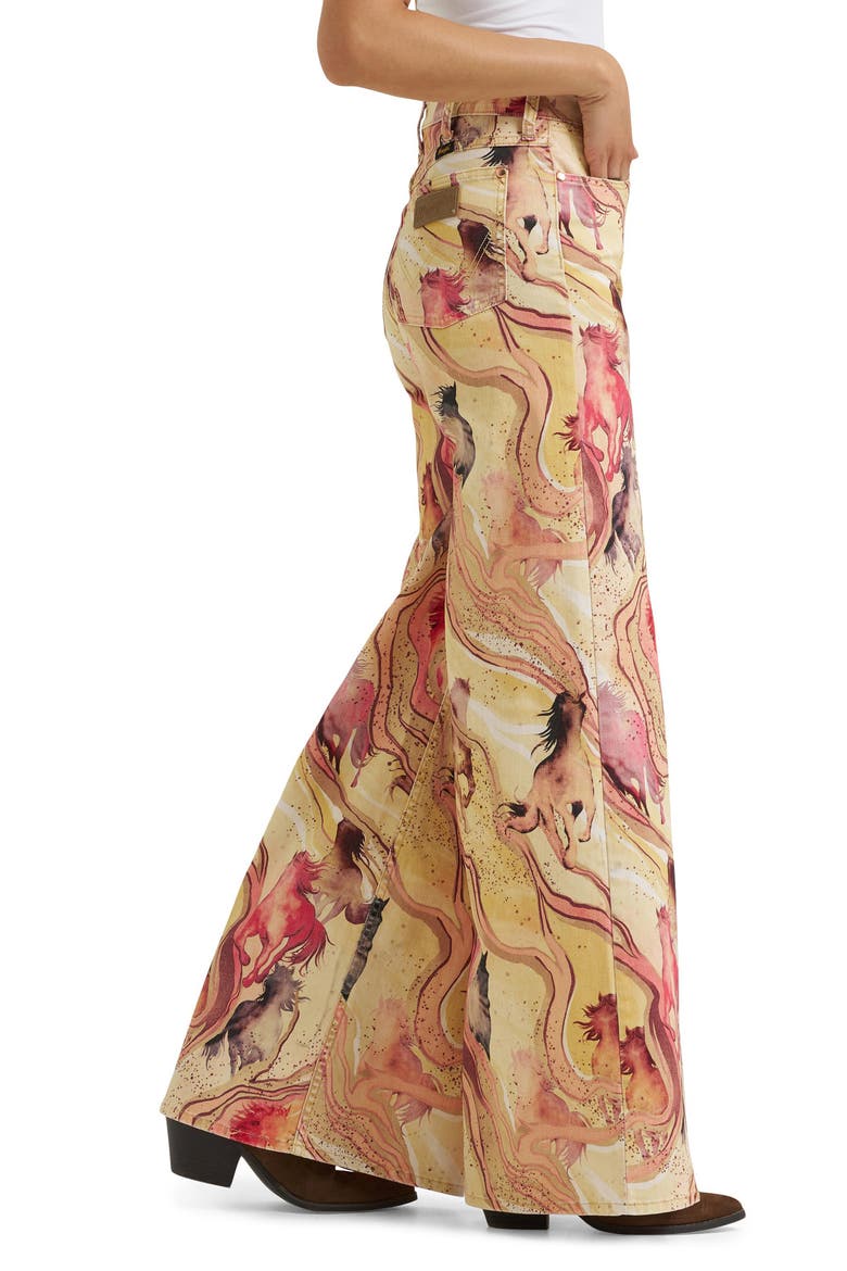 Western High Waist Wide Leg Jeans, Alternate, color, MARBLED HORSE