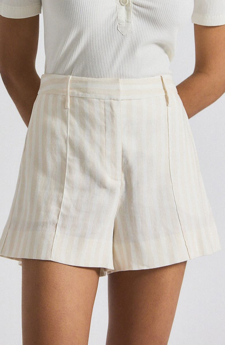 Derek Lam 10 Crosby Freja Tonal Stripe Stretch Linen Blend Shorts, Main, color,