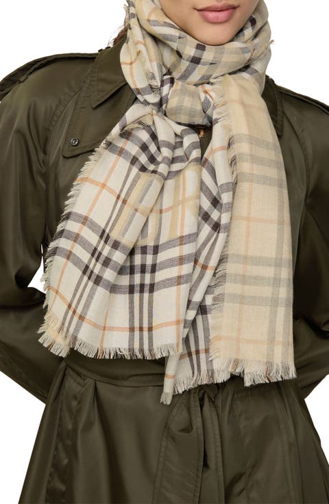 Wide EKD Check Wool & Silk Fringe Scarf
