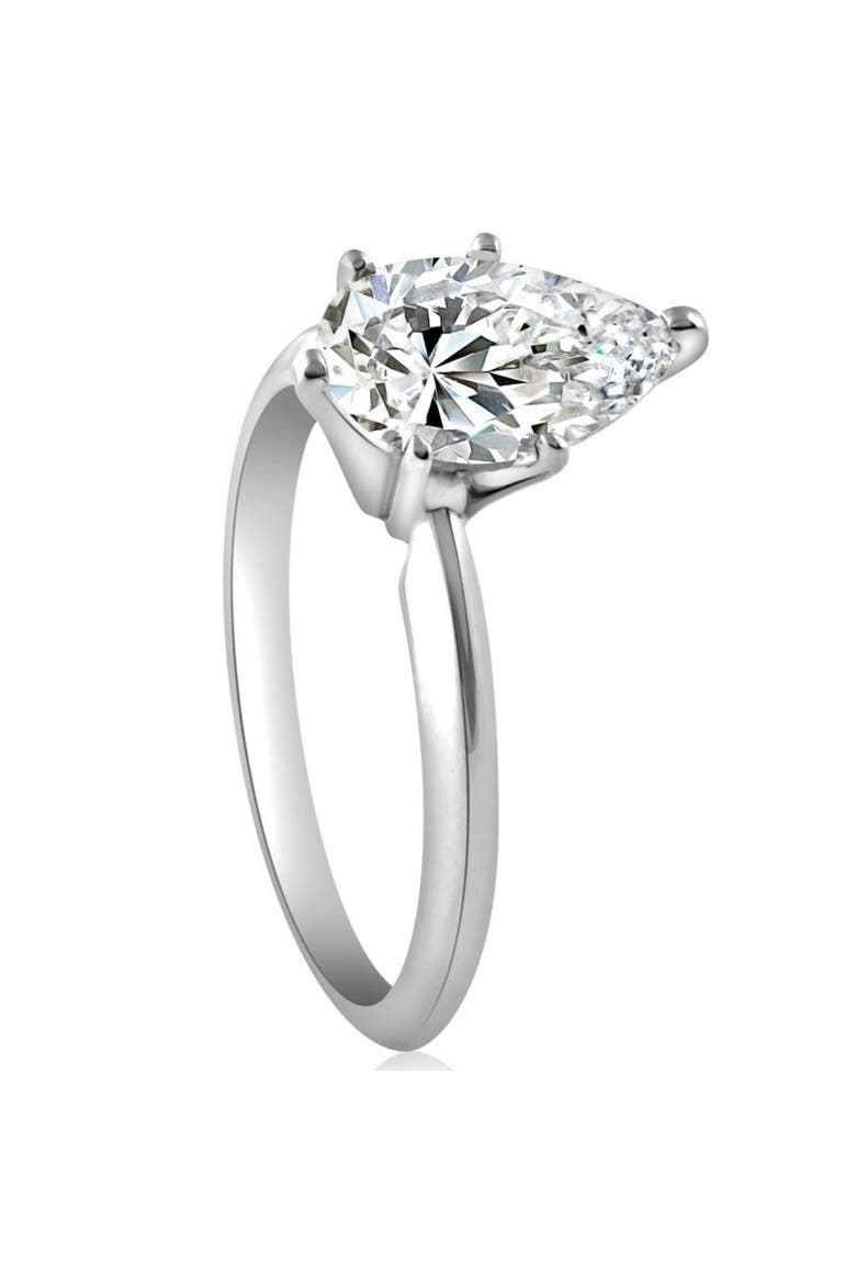 2CT Platinum Pear Shape Diamond 6-Prong Solitaire Engagement Ring Lab Grown, Alternate, color, Platinum