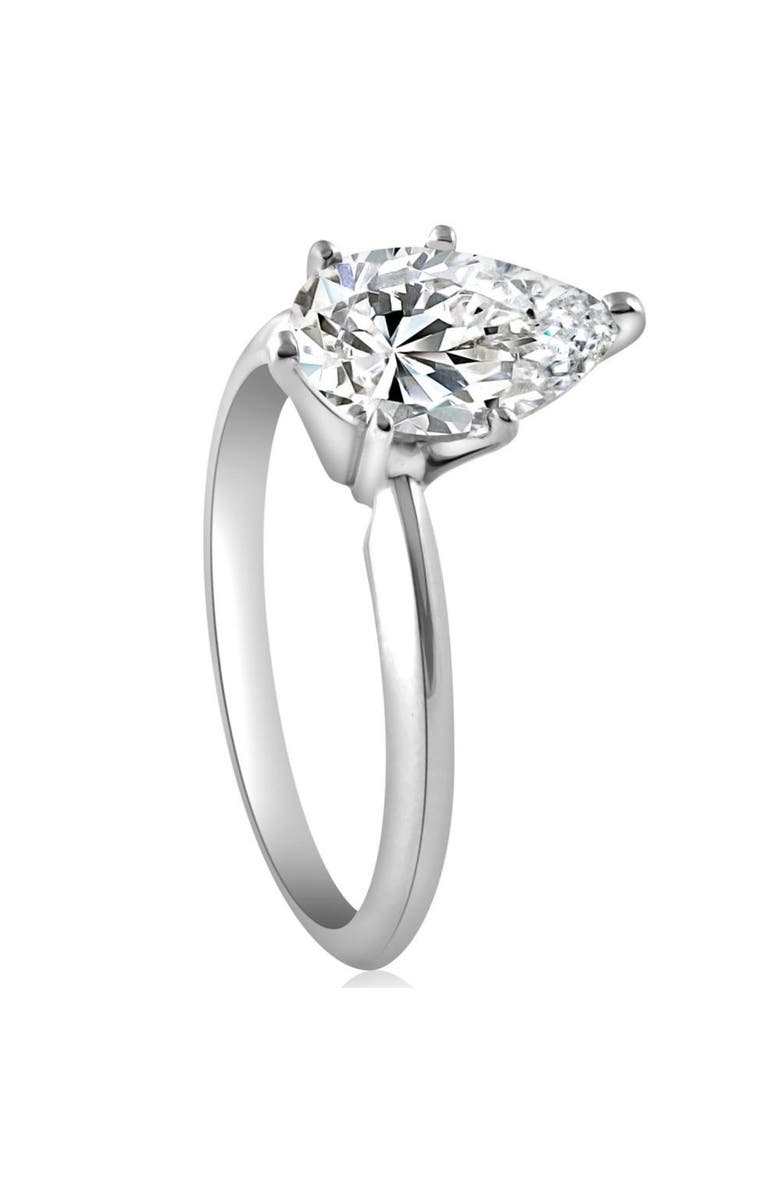 Bliss Diamond 2CT Platinum Pear Shape Diamond 6-Prong Solitaire Engagement Ring Lab Grown, Alternate, color, Platinum