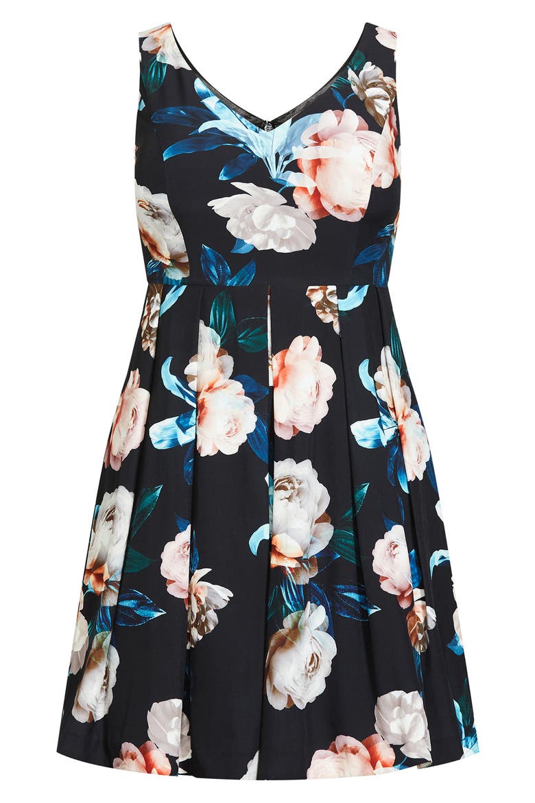 Sandra Floral A-Line Dress, Alternate, color, BLACK CAMILLA FL