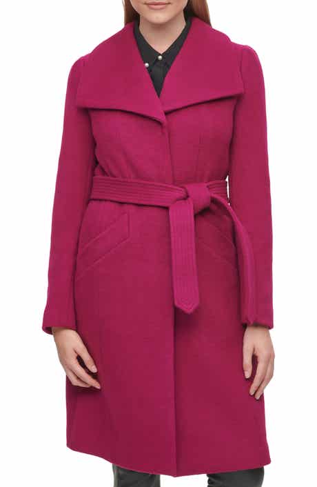 KARL LAGERFELD PARIS Wool Belted Wrap Coat