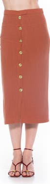 Alexia Admor Carla Button Front Midi Skirt