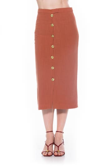 Alexia Admor Carla Button Front Midi Skirt