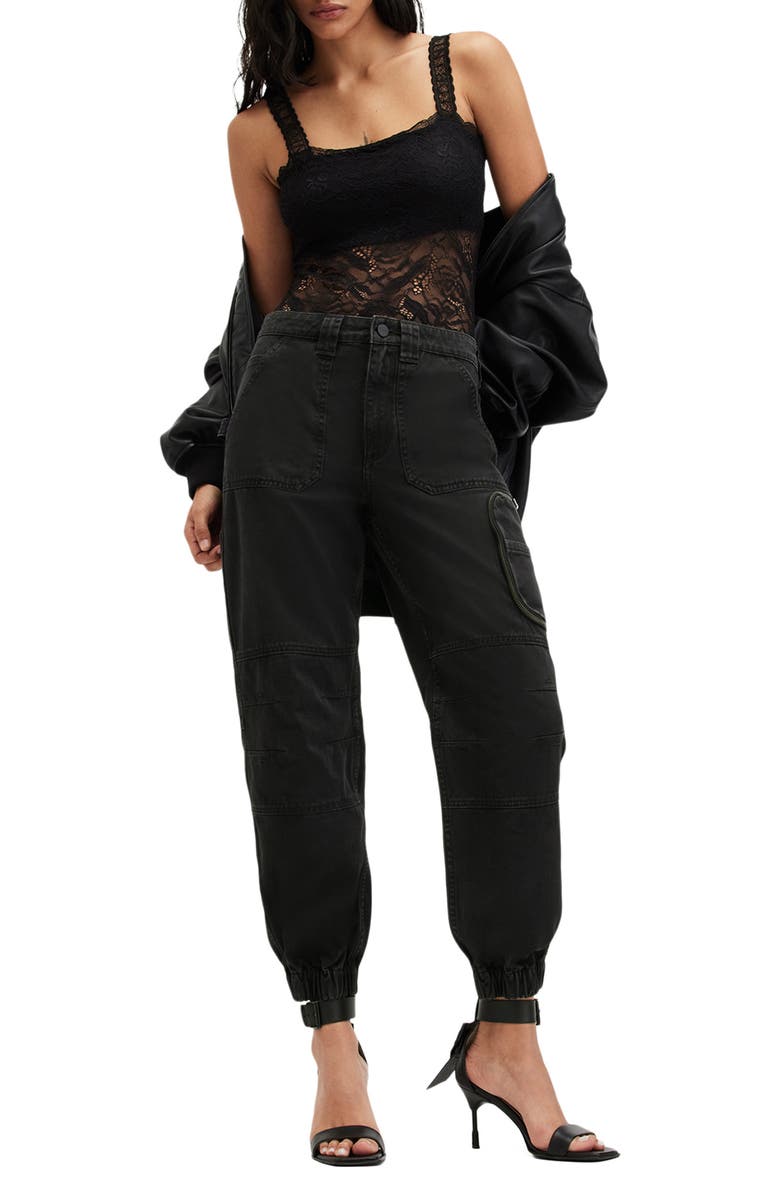 AllSaints Florence Cargo Joggers, Alternate, color, Washed Black