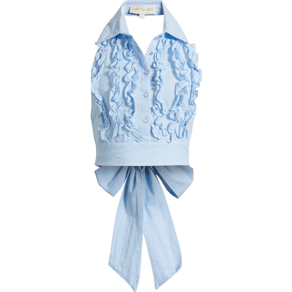 Shop Love The Label Turner Ruffle Detail Cotton Gingham Halter Top