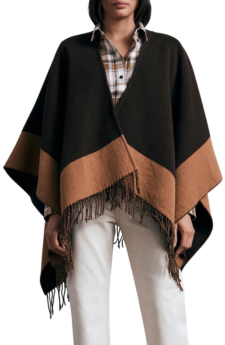 rag & bone Highlands Reversible Wool Blend Poncho, Main, color,