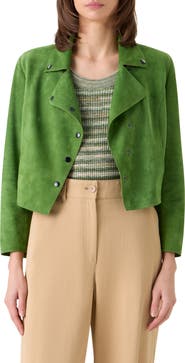 Akris punto Asymmetric Crop Suede Jacket
