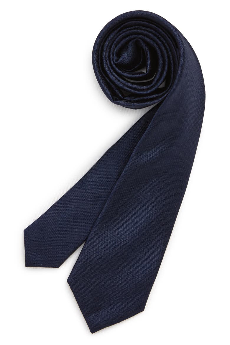 Levi Solid Silk Tie, Main, color, NAVY
