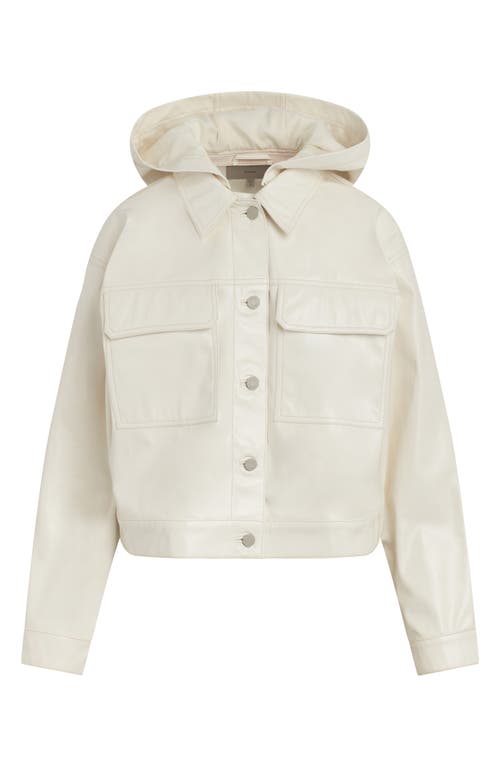 Hudson Jeans Hoodie Swing Faux Leather Trucker Jacket In White