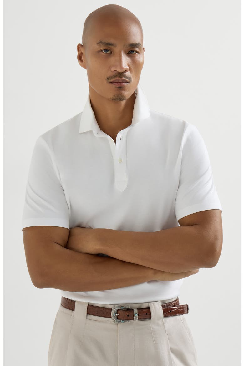 Polo with shirt collar, Alternate, color, White
