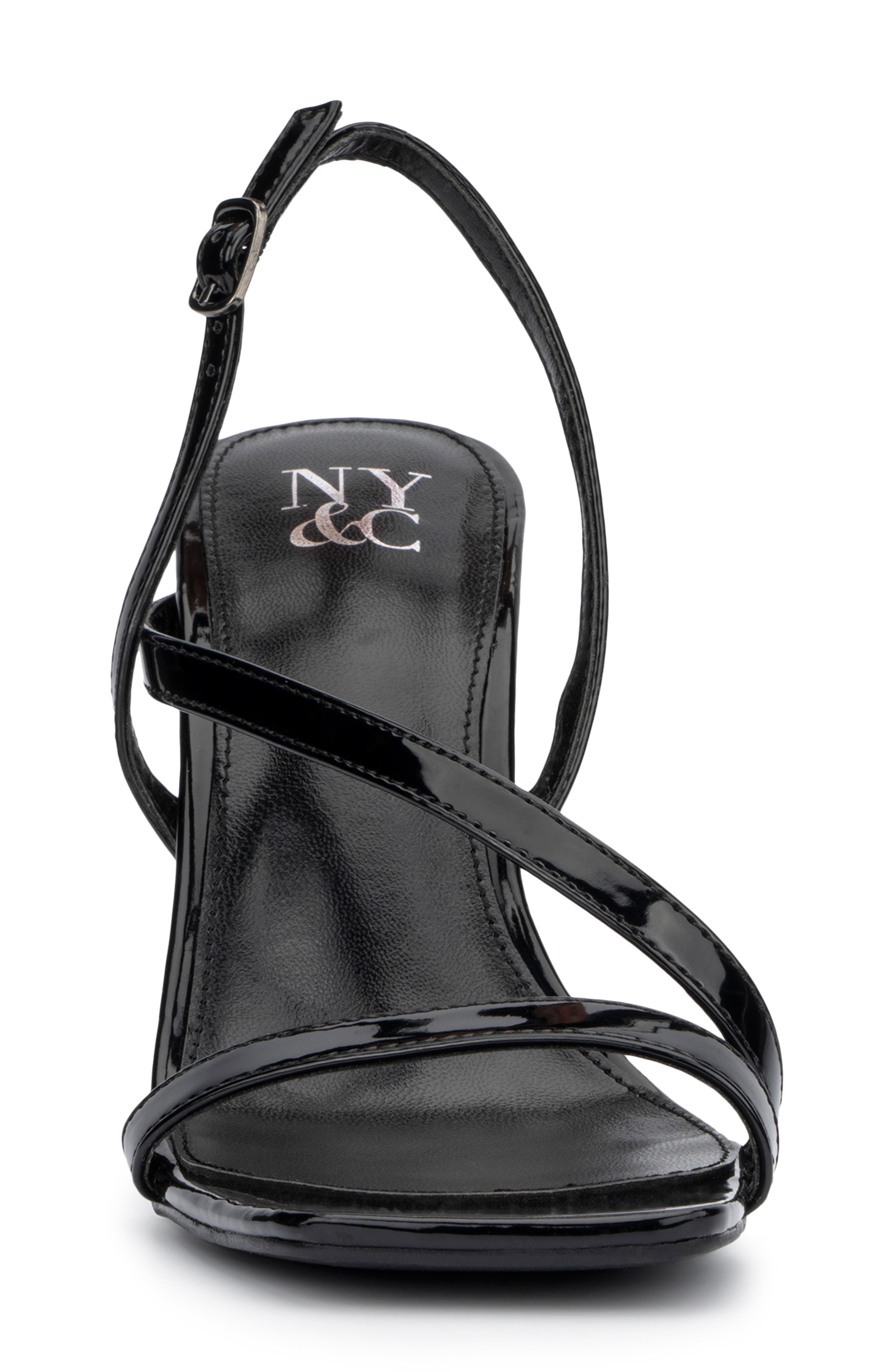 NEW YORK AND COMPANY Lory Faux Leather Lucite Heel Sandal, Alternate, color, Black