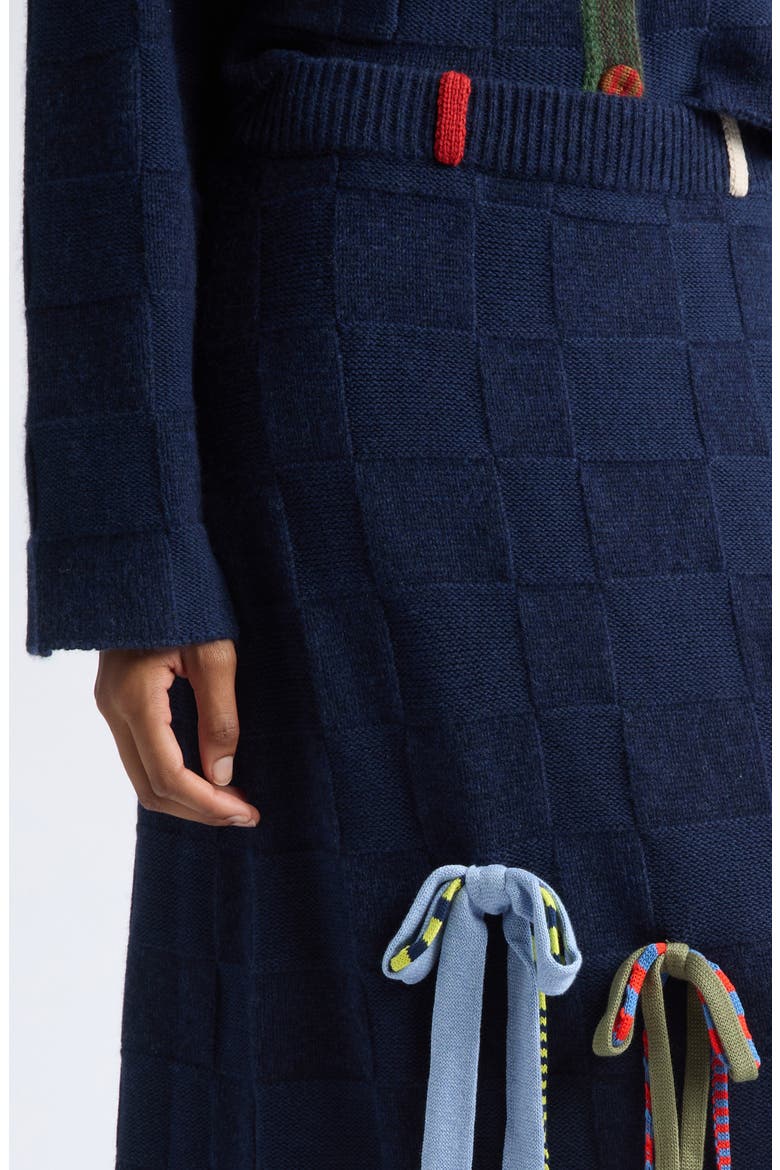 Multibows Lambswool & Cotton Sweater Skirt, Alternate, color, NAVY