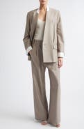 Victoria Beckham Collarless Virgin Wool Herringbone Blazer