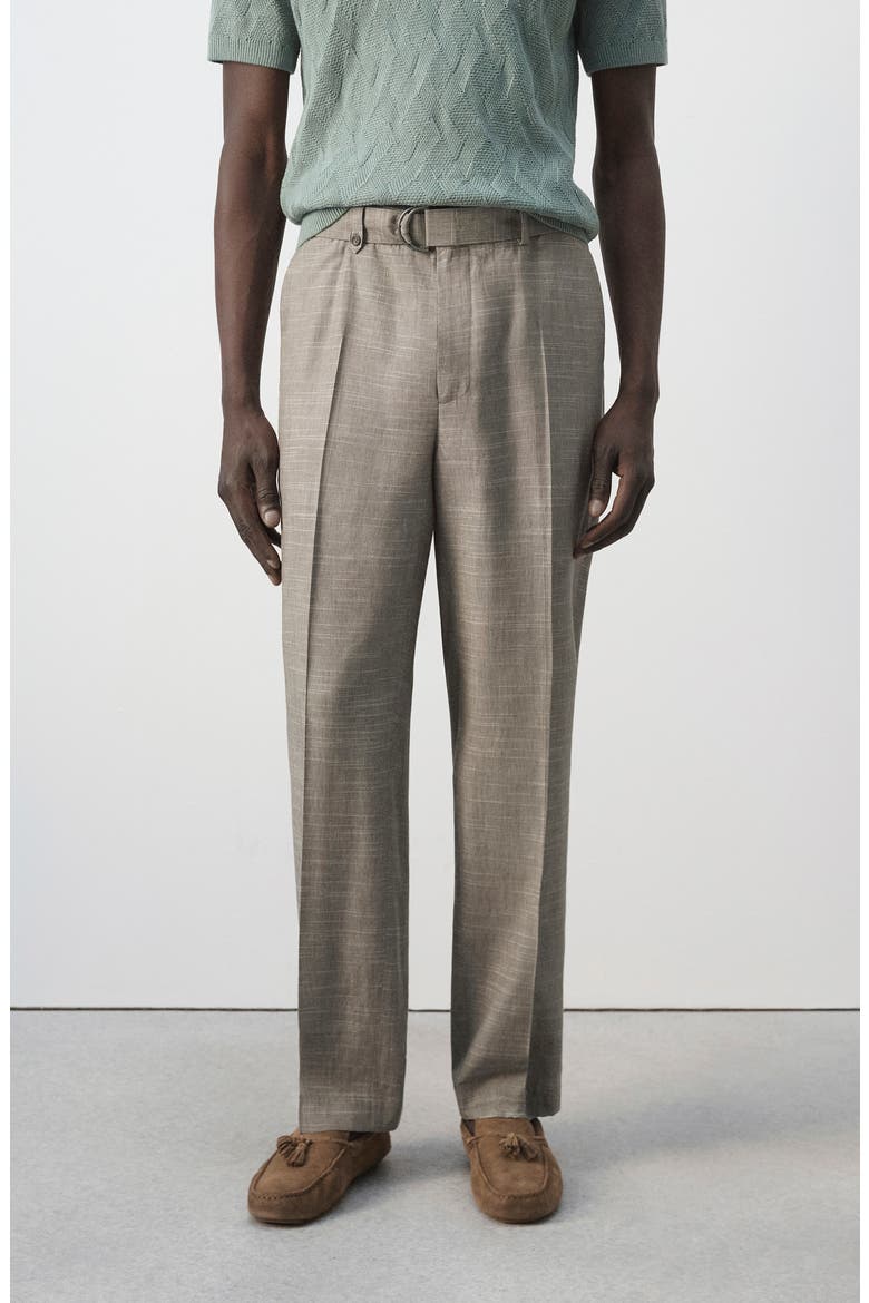 Belted Relaxed Fit Pants, Alternate, color, MINK GREY