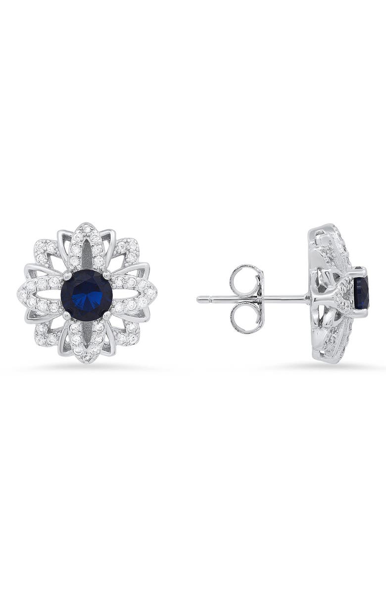 Queen Jewels Sterling Silver Sapphire CZ Stud Earrings, Main, color, Silver