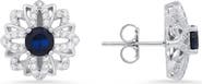 Queen Jewels Sterling Silver Sapphire CZ Stud Earrings