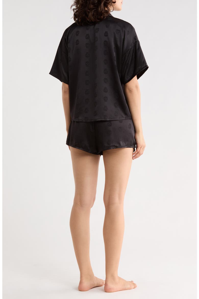 Ozzy Skull Halloween Jacquard Short Pajamas, Alternate, color, BLACK