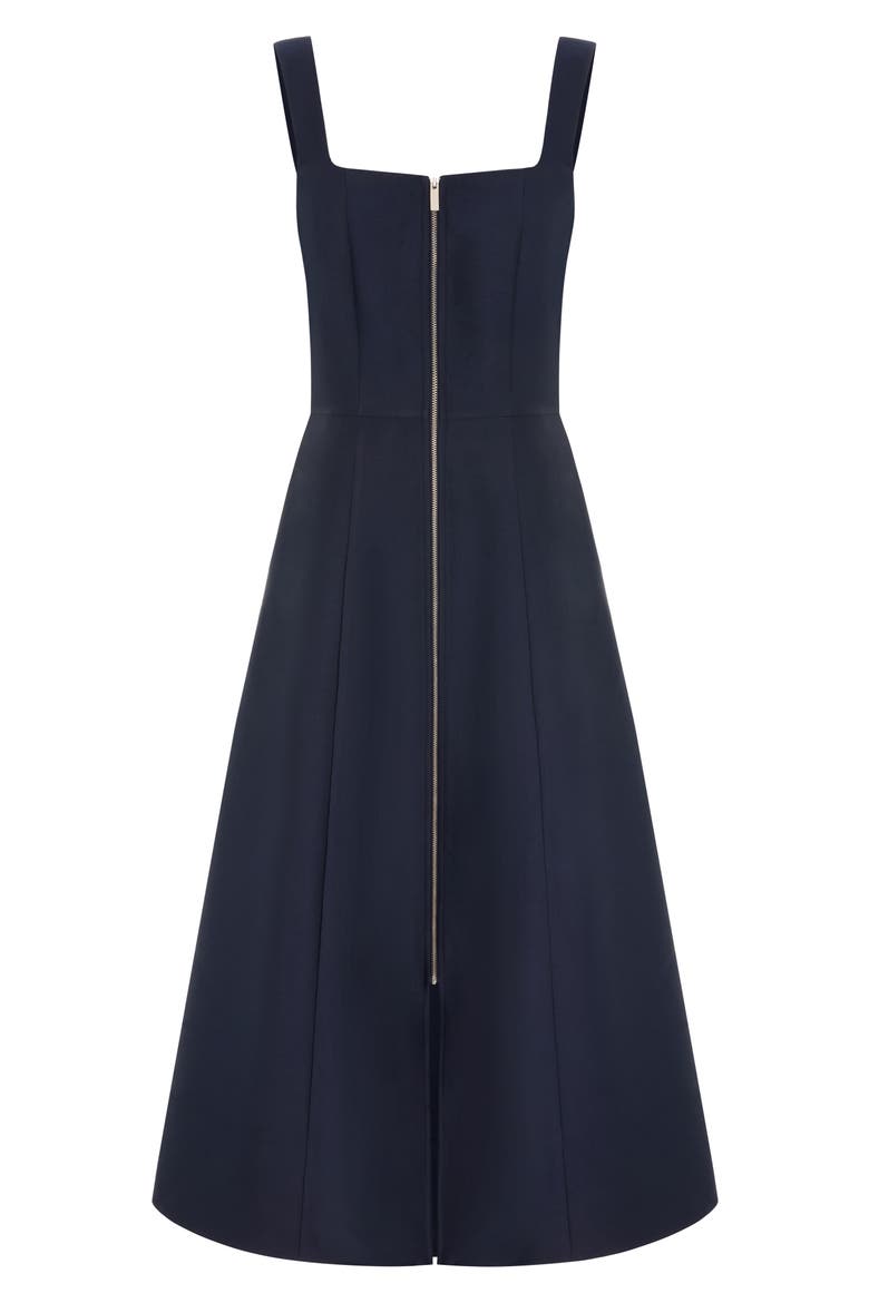 Paisley Satin Midi Dress, Alternate, color, MIDNIGHT BLUE