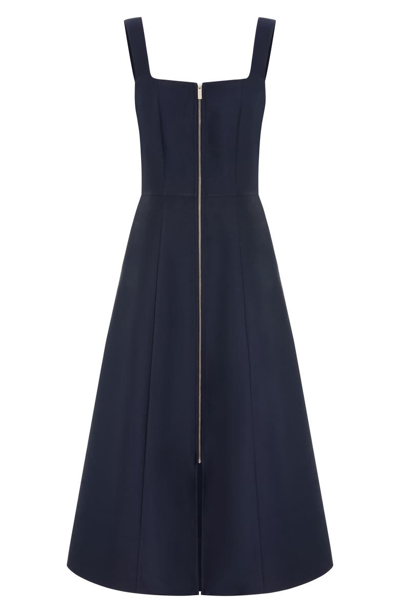 ALIGNE Paisley Satin Midi Dress, Alternate, color, Midnight Blue