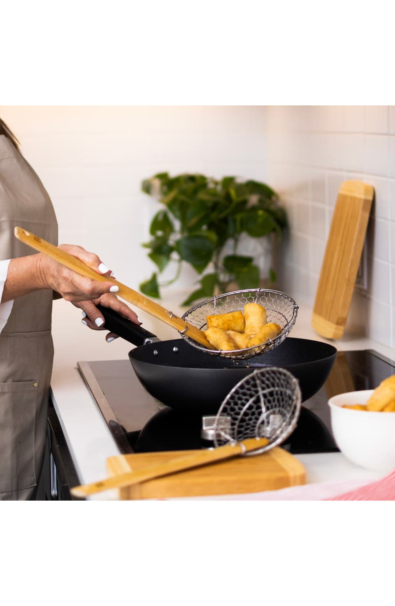 JOYCE CHEN Stainless Steel Spider Strainer, 7-Inch, Alternate, color, Bamboo