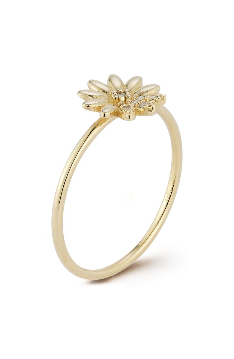 Ember Fine Jewelry 14K Yellow Gold Pavé Diamond Flower Ring, Alternate, color, Gold