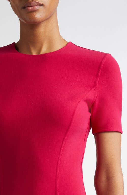 Shop Michael Kors Collection Stretch Wool Midi Sheath Dress In Raspberry