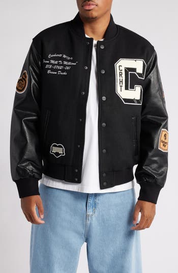 Carhartt Work In Progress Brown Ducks Mixed Media Bomber Carhartt Work In Progress Brown Ducks Mixed Media Bomber