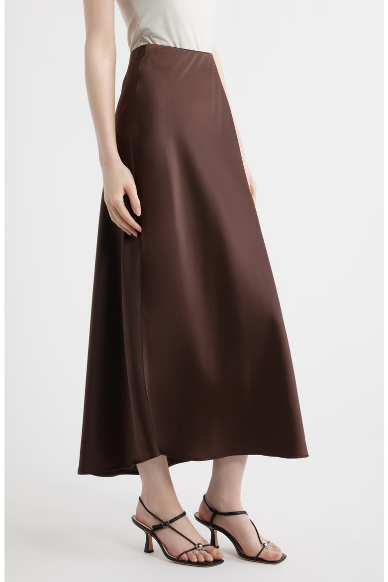 A-Line Satin Skirt, Alternate, color, DARK CHOCOLATE