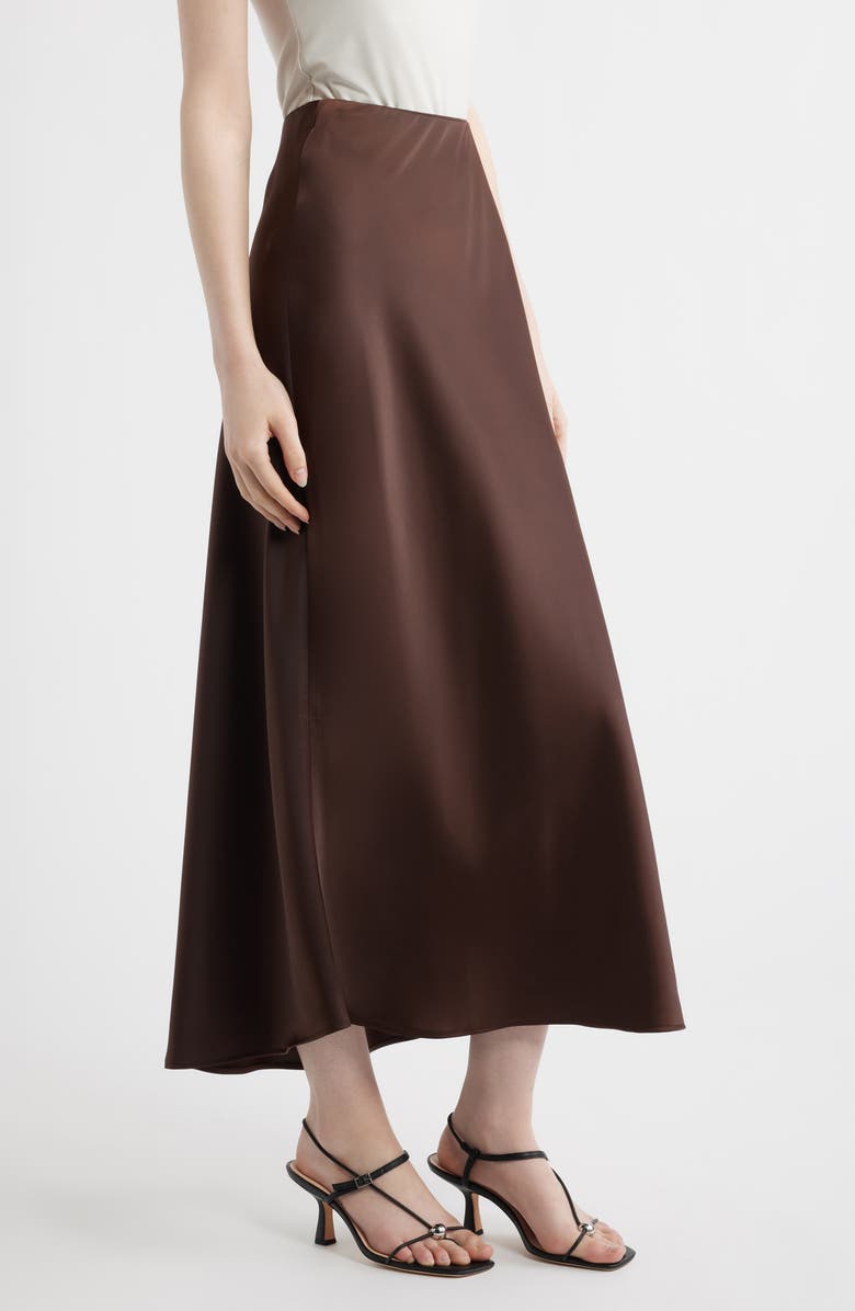 Anne Klein A-Line Satin Skirt, Alternate, color, Dark Chocolate