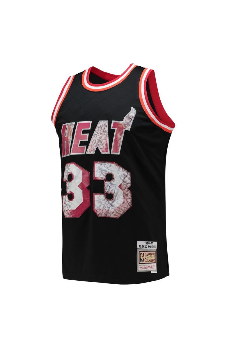 Mitchell & Ness Men's Mitchell & Ness Alonzo Mourning Black Miami Heat 1996/97 Hardwood Classics NBA 75th Anniversary Diamond Swingman Jersey, Alternate, color, 